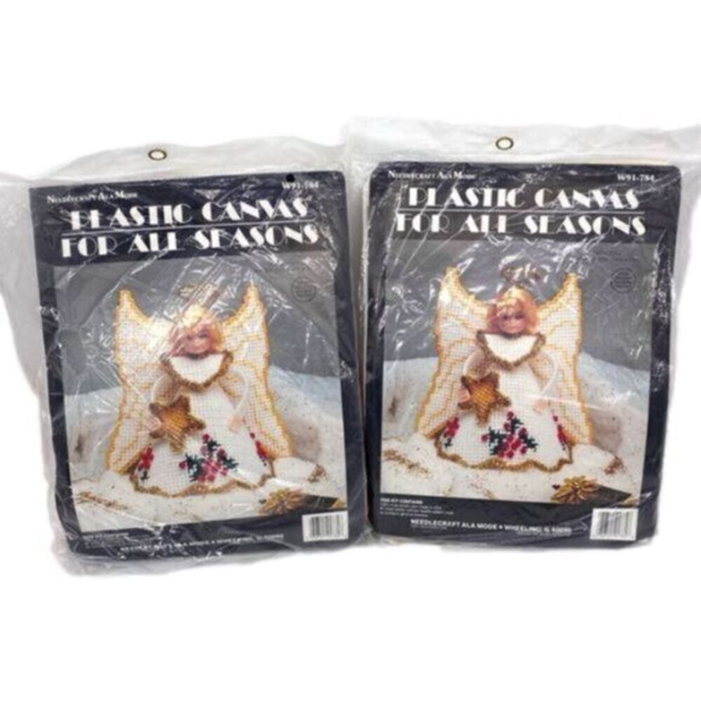 Vintage Lot of 2 Needlecraft Ala Mode Plastic Canvas Angel Doll Kits New
